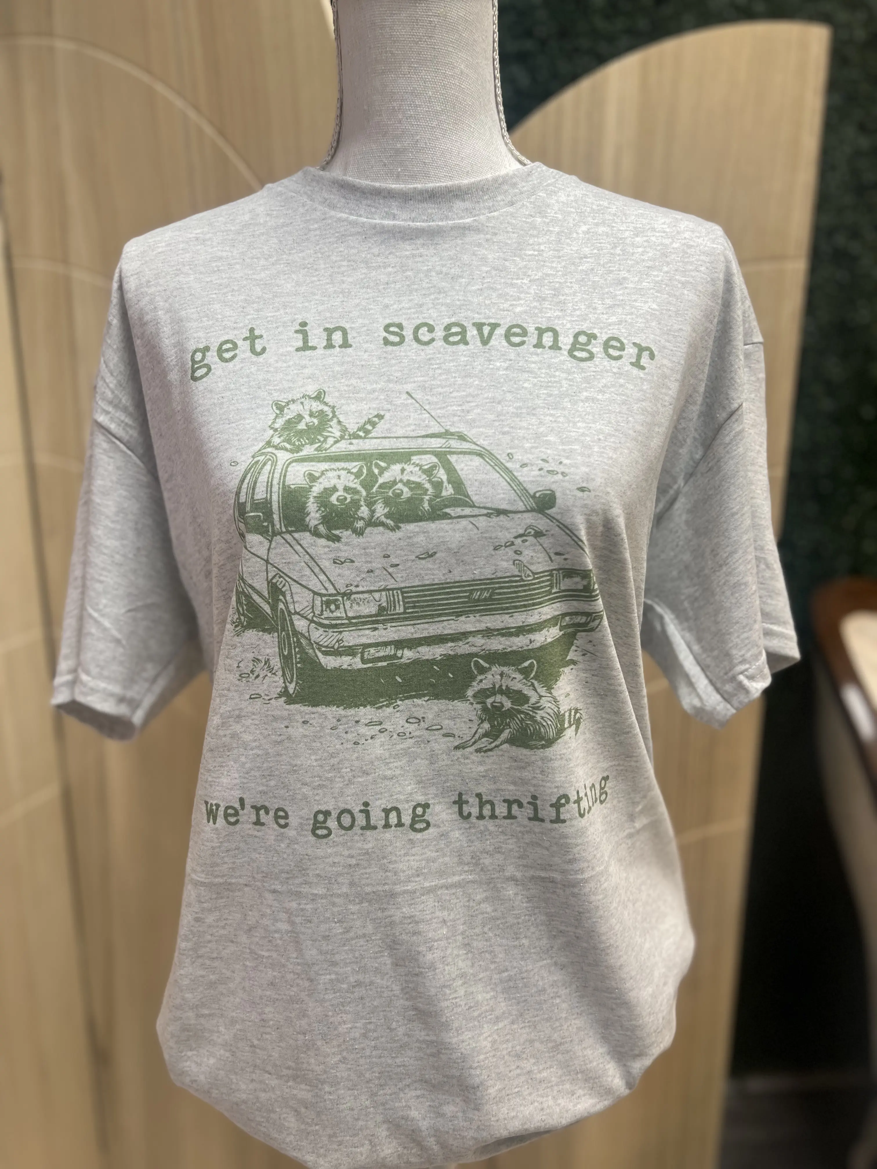 Get in Scavenger We’re Going Thrifting T-Shirt or Sweatshirt on Ash Gray