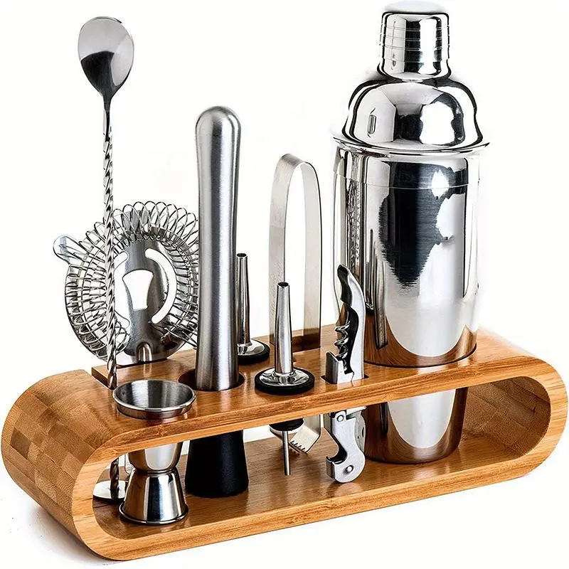 10-Piece Bar Tool Set, Stainless Steel Cocktail Shaker Kit with Base, 750 Ml, Perfect for Home and Bar, Ideal Gift for Holidays