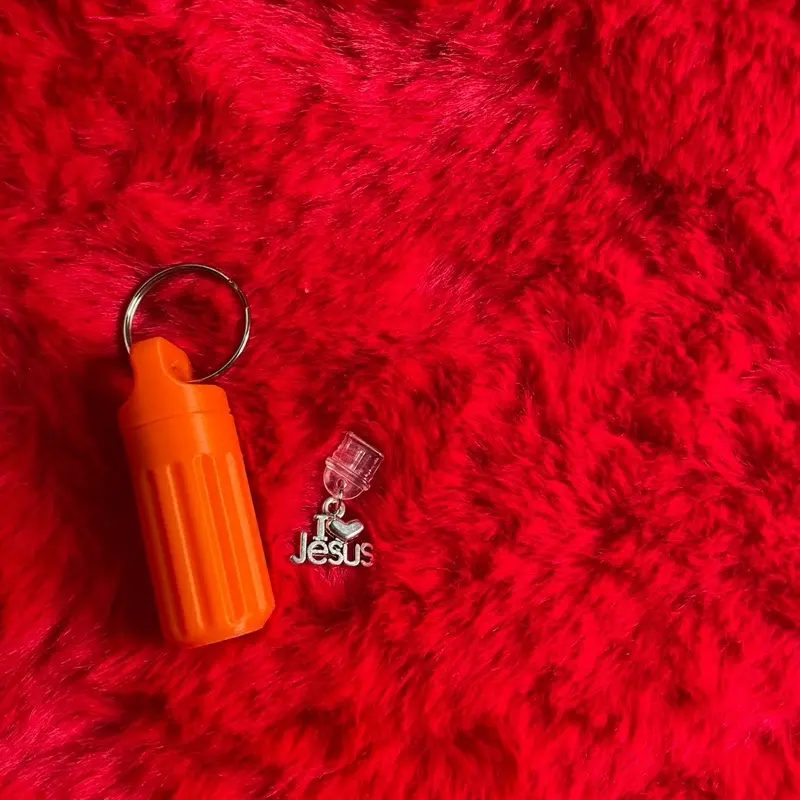 Phone dust plug (Type C) with I heart Jesus charm, orange keychain case included