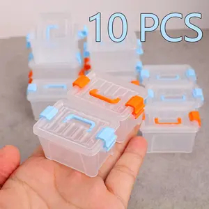 10 pcs Mini Luggage Style Storage Boxes, Transparent Small Item Organizer , DIY Model Scene Decor, Holiday Gift Idea, Durable Containers, Clear Storage Box, Miniature desktop decoration cute desktop ornament Decorating