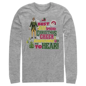 Men's Elf Christmas Cheer Loud Singing Long Sleeve Shirt