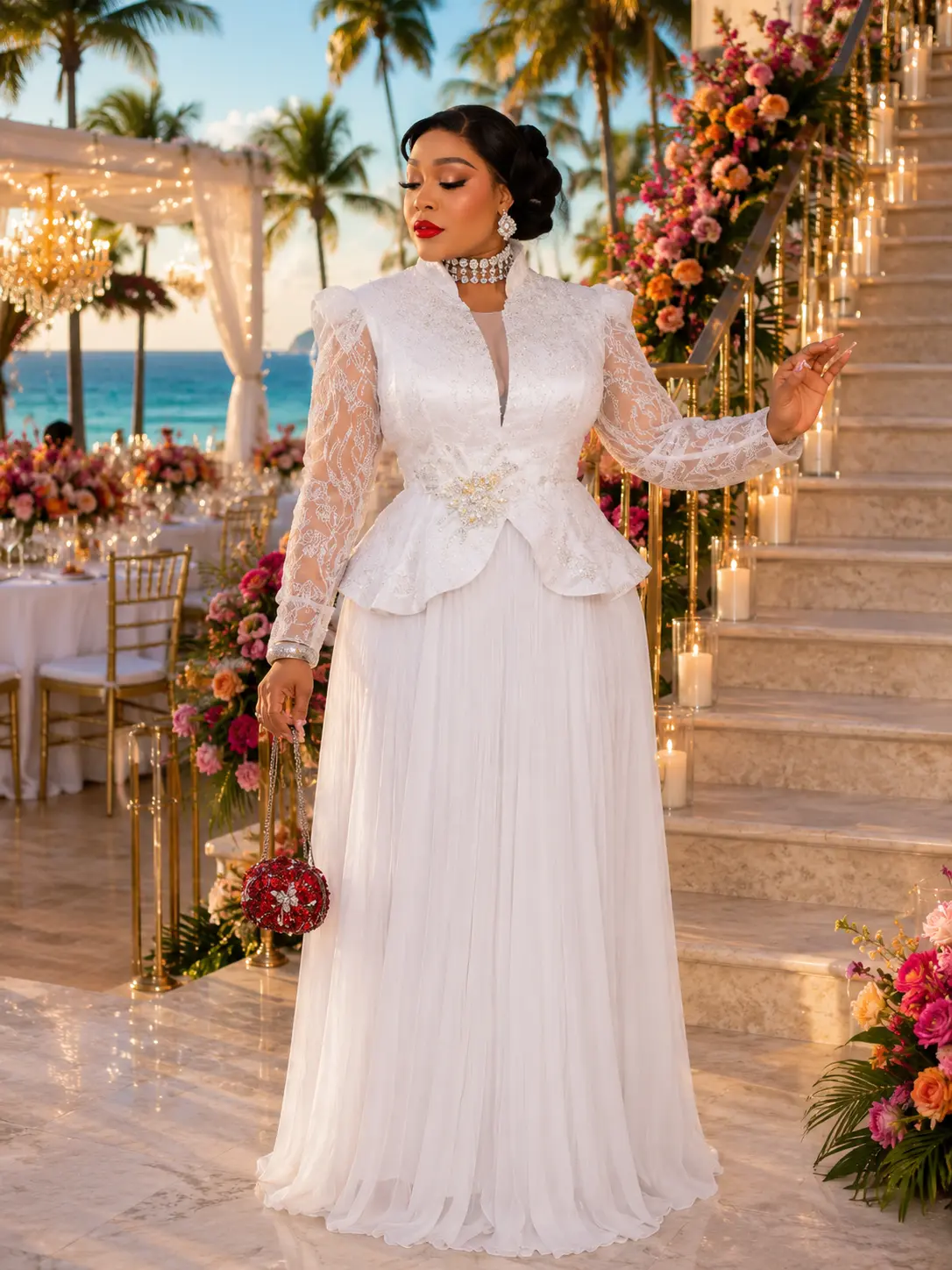 Fabulous White Sequin Embellished Pleated Twirl A-Line Maxi Dress for Civil Court Wedding Guest Mother of Bride Outfit Cocktail Reception Birthday Church Anniversary Formal Evening Gown