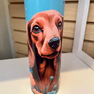 20oz long hair dachshund sublimation tumbler