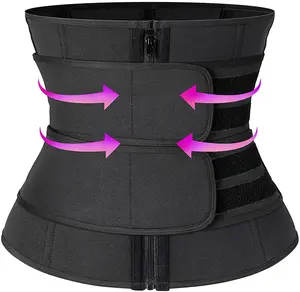 Menswear Sweat Sauna Waist Trainer Belt Body Shaper Cincher Zipper Bands Tummy Control Workout Sports Girdle for Gym Shapewear Workout Fitness Trimmer Compression Fabric Neoprene