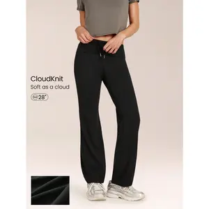 GLOWMODE CloudKnit Move & Glow Stretchy Soft Lightweight Adjustable Drawstring Waist Side Slip Pockets Foldover Waist Flare Leggings Daily Casual Street Wear