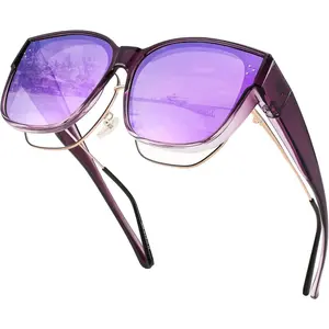 EyeconicFinds Oversized Women Men Polarized Fit Over Sunglasses Light Weight Plastic Trendy Square Cat Eye Wear Over Glasses B2849 Weights 30g