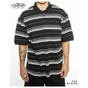 Caltop Polo 333 Stripe Menswear Polyester Shirts Underwear Man Cotton Tropical Casual Striped Shortsleeve