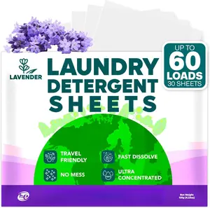 Laundry Detergent Sheets 60 Loads  Dissolvable Laundry Sheet for Washing Machines, Compact Alternative to Liquid &  Detergent, Travel-Friendly Soap | Lavender
