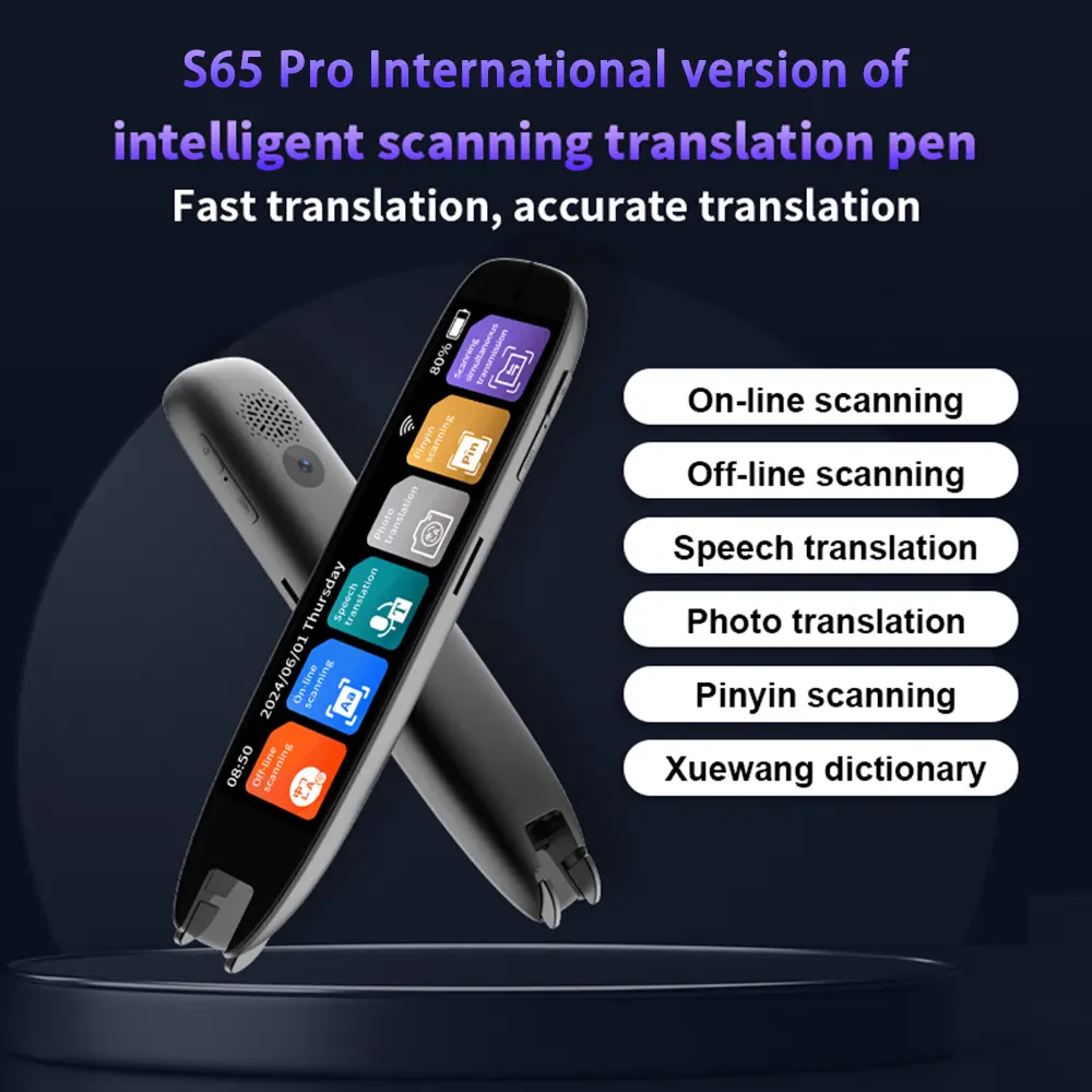 Portable High-Definition Multilanguage Digital Translation Pen - Wireless Scan Reader with Text Scanning, Online Photo Translate, WiFi/BT, Cable Charging, Digital Lithium Battery, High-Res LCD HD Screen for Education