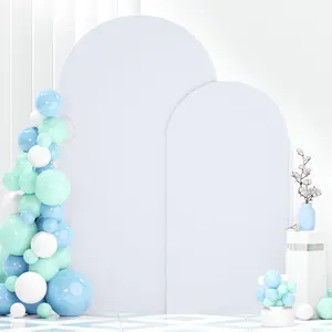 WEDZLOV Wedding Arch Cover 7.2FT, 6FT Spandex Fitted Wedding Arch Stand Covers 2 Set Round Top Chiara Arch Backdrop Stands Cover for Birthday Party Ceremony Banquet Decoration(arch stand not included)