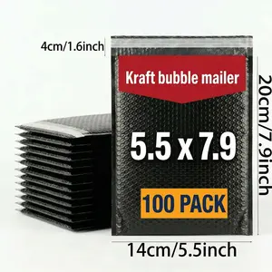 50/100Pcs Kraft Paper Bubble Mailers 5.5*7.9Inch, Heavy Duty Self-Seal Padded Shipping Envelopes, Waterproof Bubble Lined Mailing Bags for Shipping, Packaging, Mailing, Gift Wrapping & Document Protection