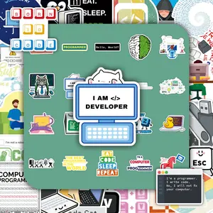 Programmer Themed Sticker, Creative Personalized Decorative Sticker, Customizable Stickers, DIY Decals for Scrapbooking, Journaling, Gift Wrapping, Sticker Packs