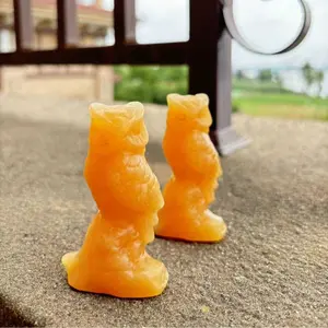 Yellow Calcite Owl Animal Carving