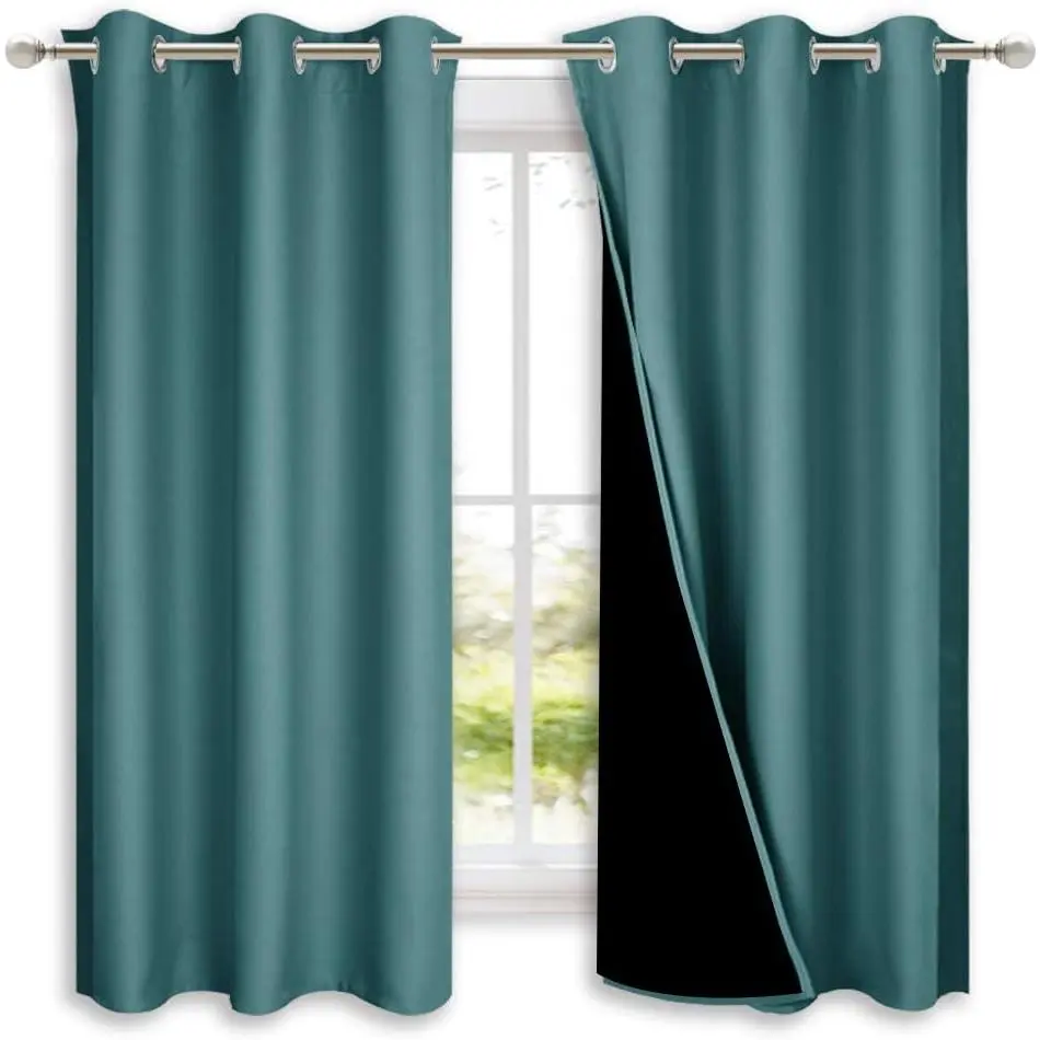 NICETOWN Thermal Insulated 2-Layer Lined Window Drapes for Bedroom, Energy Efficient Full Blackout Curtains, 2 Panels
