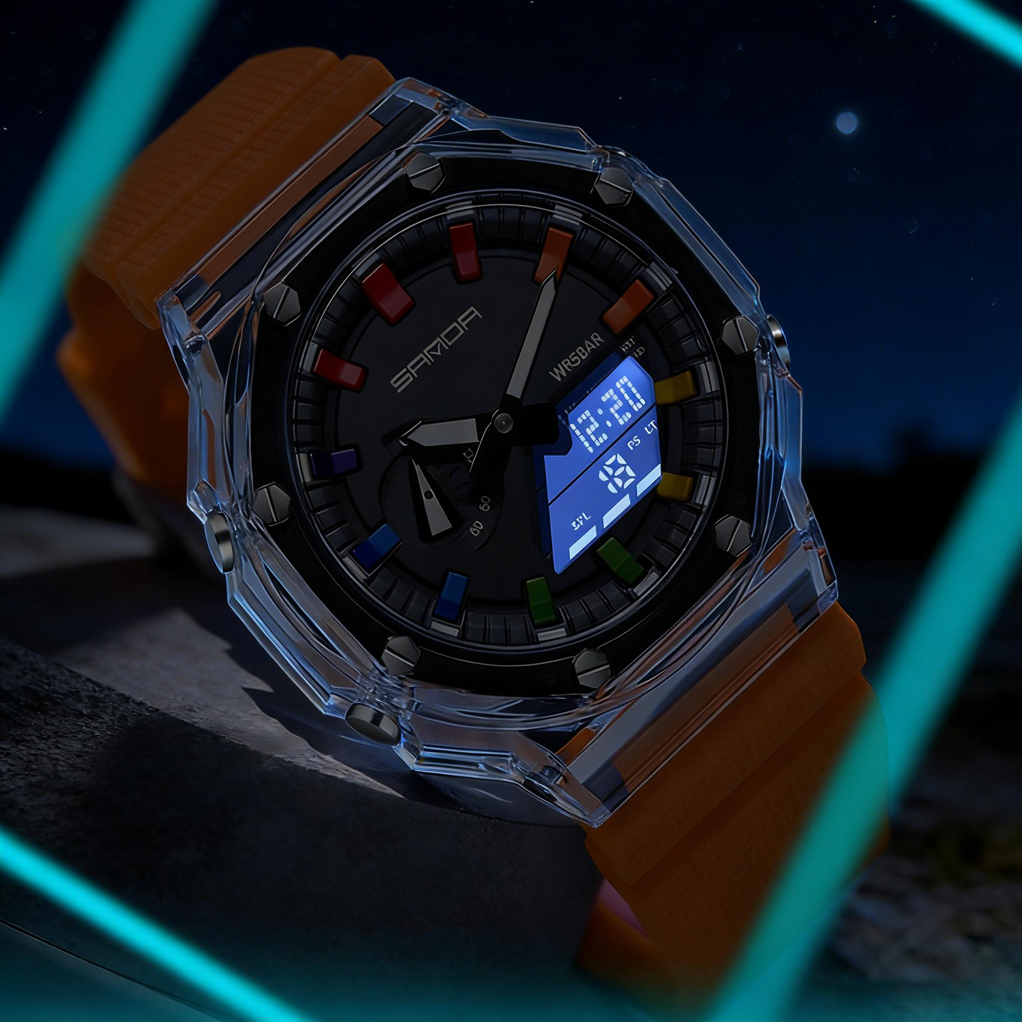 Water Resistant Digital Sports Watch With Led Light  Unisex Outdoor Wristwatch Luminous Watches For Men