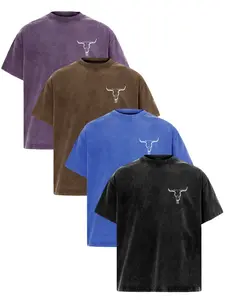 Men's Bull Graphic Casual T-Shirt, Unisex Streetwear, 100% Cotton Soft Comfortable Summer Tee, Fitted Long Length Design for Outdoor