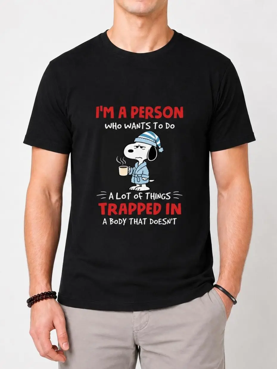 Funny Snoopy Coffee T-Shirt – I'm a Person Who Wants to Do a Lot of Things Graphic Tee, Cute Lazy Dog Shirt, Introvert Gift