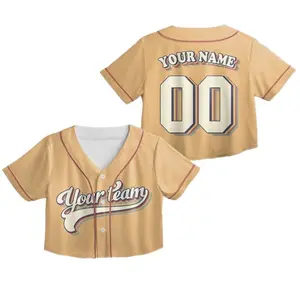 Personalized Vintage Team Name and Number Crop Top Baseball Jersey, Custom Crop Top Baseball Jersey for Teen Girls Women Female Baseball Fan