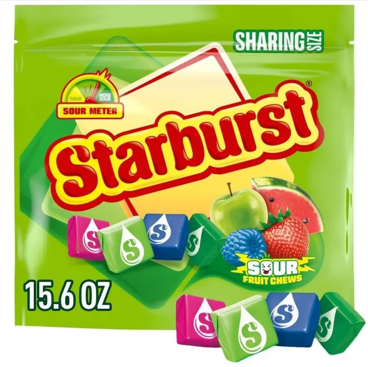 STARBURST Sour Chewy Candy Fruit Chews, Share Size Resealable 15.6 Oz Bag