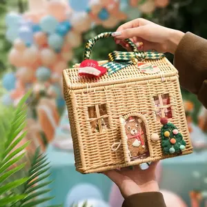 Cute Bunny Ears Design Decorative Handmade Plastic Storage Bin Basket with Lid, Multi-Purpose Organizer for Home & Office Use, Durable Plastic Material, Boxes
