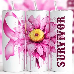 Survivor | 20oz sublimation tumbler transfer print out Bottle Drinkware 20 oz floral design