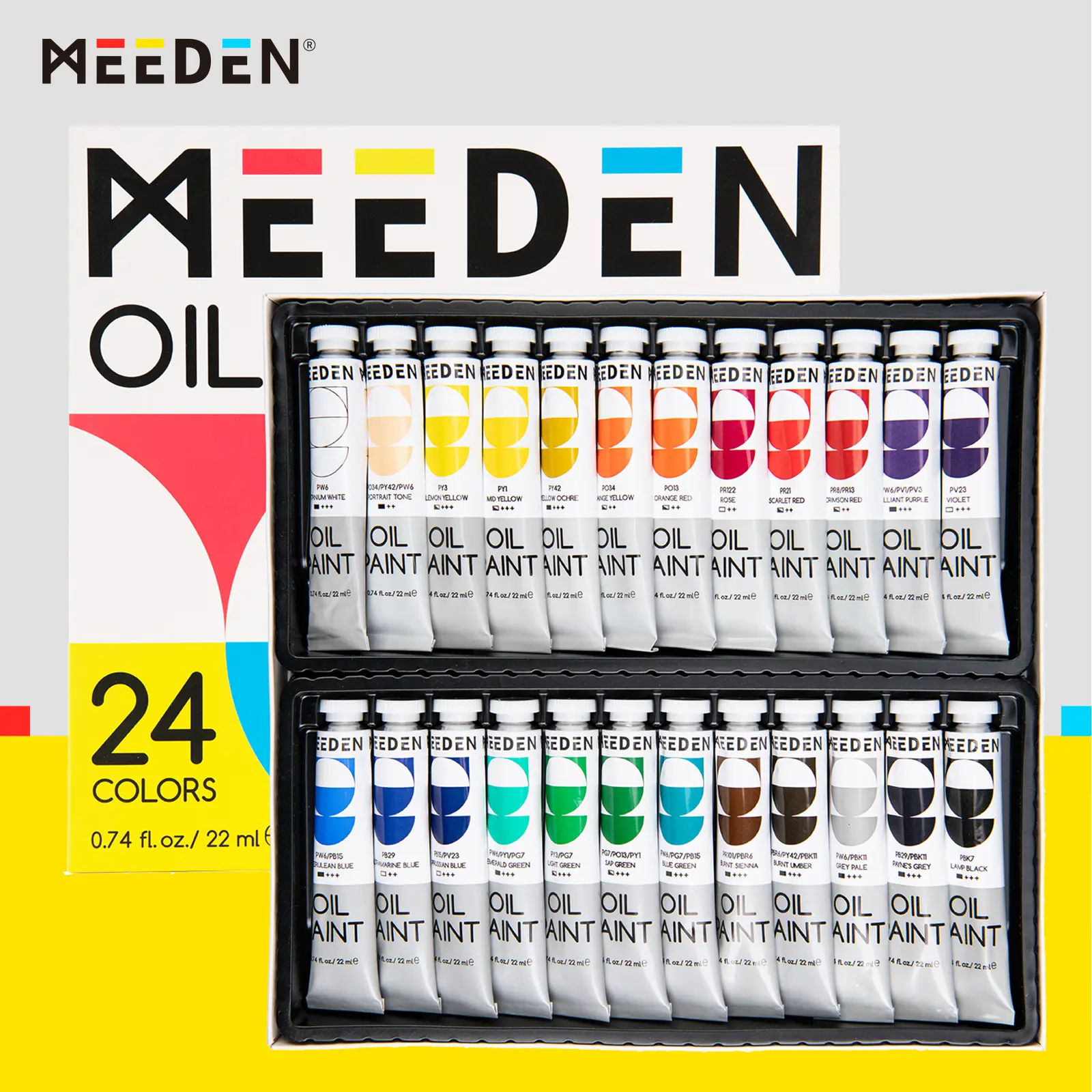 MEEDEN Oil Paint Set, Non-Toxic 24 x 22ml/0.74oz Oil Paints for Canvas Painting