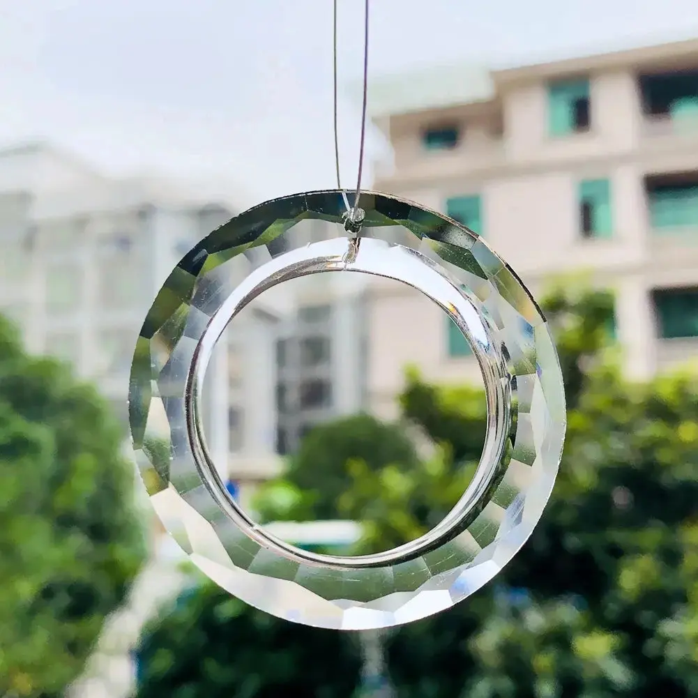 50mm Crystal Prism Suncatcher - Hangable Iridescent Light-Catching Rainbow Maker, Hanging Home Decor for Desk, Kid Room Ambiance & Anniversary Gift (Compatible with Desk Lamps)