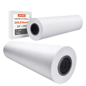 fathersdaygift VEVOR Wide Format Paper, 24 inx 500 ft Plotter Paper, 2 Rolls CAD Bond Rolls with 3 in Core, 20 LB Bond Paper Rolls, Idea for CAD Drawings, Engineering Plans, GIS Maps Architectural Designs