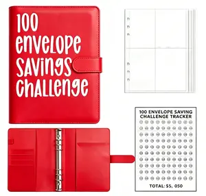 100 Envelopes Money Saving Challenge, Savings Challenges Book with Envelopes & Challenge Tracker, Motivational Process to Save $5050, Money Saving Binder 100 Pocket Pre-numbered