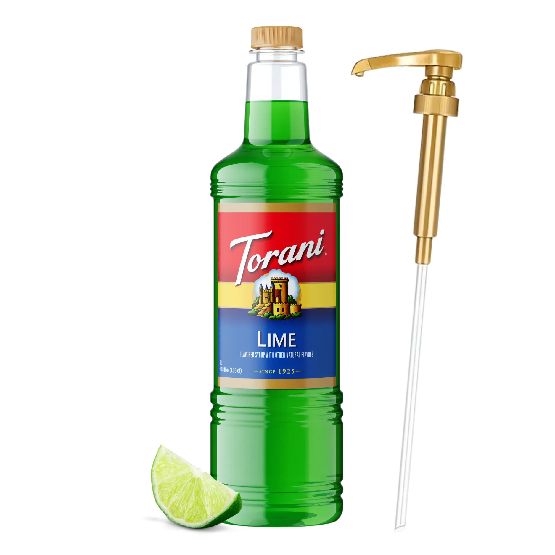 Torani Sweet Lime Syrup, 1L with Pump, Citrus Flavoring for Teas, Sodas