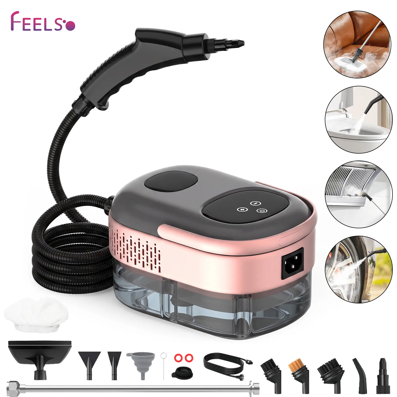 【Back To School】1500W High-Temperature Steam Cleaner with 1400ml Tank, 15s Fast Heat, 6 Steam Levels, 17-Piece Kit for Kitchen Grease, Car Grime (No Bleach)