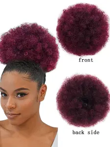 10 Inch Large Messy Bun African Puffy Ponytail Extension Drawstring Curly Short Ponytail Hair Piece Elastic Drawstring Loose Bun Heat Resistant Synthetic Fiber Hair Extension Drawstring Ponytail Extensions Synthetic Hair Pieces