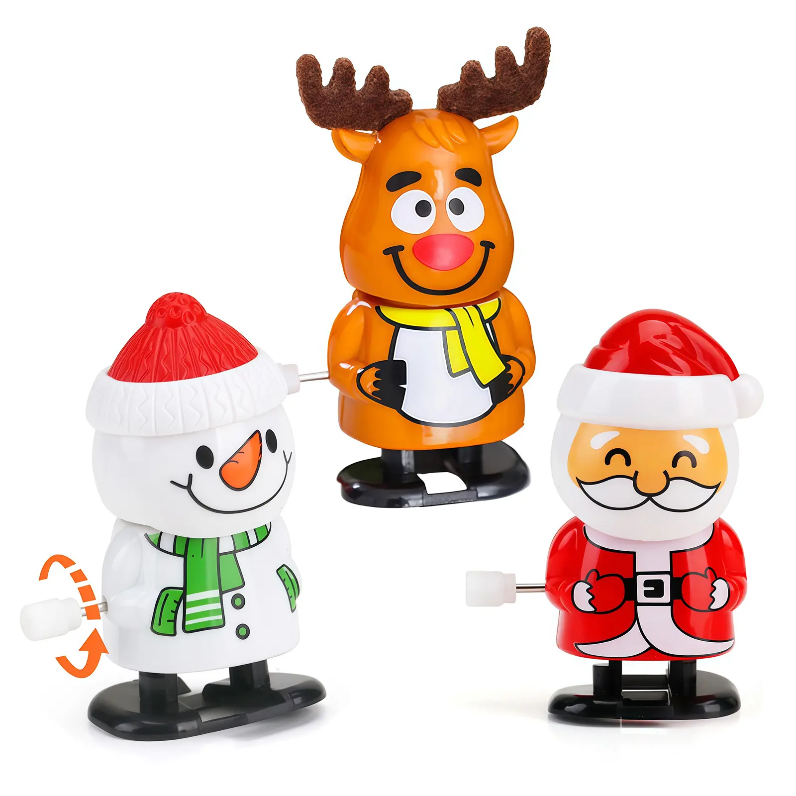 3 Pcs Christmas Clockwork Dolls for Kids - Wind-Up Santa Claus, Reindeer, Snowman Toys, Cute Ornaments, Classroom Prizes, Christmas Party Favors, 3 Pcs Christmas Clockwork Doll