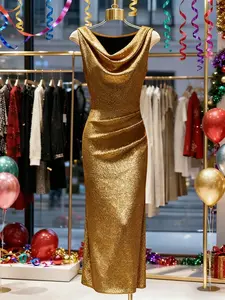 Women's Summer Sequin Dress, Sexy Slim-Fit Evening Gown, Party & Holiday Wear, Lightweight Luxury Style