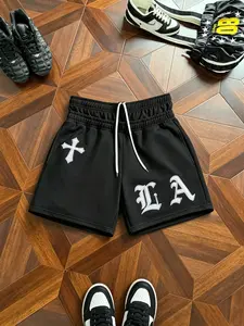 Men's Gothic Graphic Sweat Shorts, Baggy Fit Streetwear with a Double Waistband and Drawstring for Gym, Lounge, and Festivals, Activewear, Sportswear