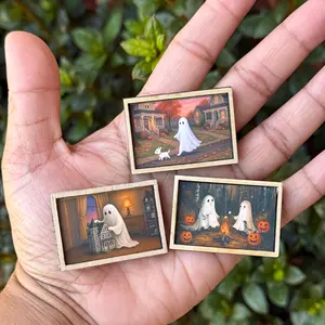 3pcs Halloween Wall Art Set 1:12 Scale for Dollhouse Decor Ornaments Party Prop and Photography, Spooky Miniature Gift Decoration, Home Ornaments