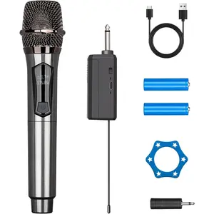 Microphone,Rechargeable  Dual Mic,Dual Handheld Dynamic Mic for Karaoke Singing, Wedding, DJ, Party, Speech, Church, Class Use,PA System,200ft,Gray (one Microphone)