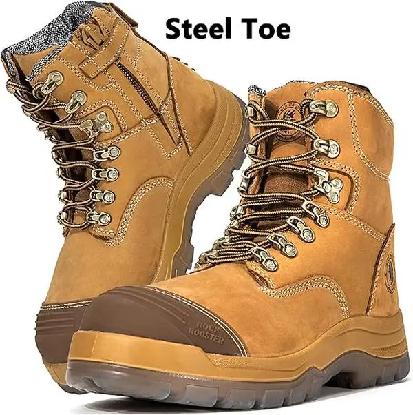 RockRooster Men's Work Safety Boots Composite Toe ASTM F2413-18 M/I/C EH, Lightweight Slip Resistant Industrial Boots, Nubuck Leather