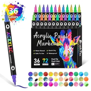 Dual-Tip Acrylic Paint Marker Pens Set,  Ideal for Rock Painting, Ceramic, Wood, Canvas, Glass & DIY Craft Making – Artist Bundle with Non-Toxic, Vibrant Colors – Perfect for Halloween Crafts & Christmas Gifts Double brush coloring mattop kit supply