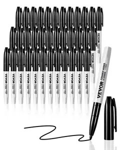 VEVOR Permanent Markers, 36 Pack Black Permanent Marker Set, Quick Drying & Fade Resistant, Fine Point Markers for Plastic, Paper, Metal, and More