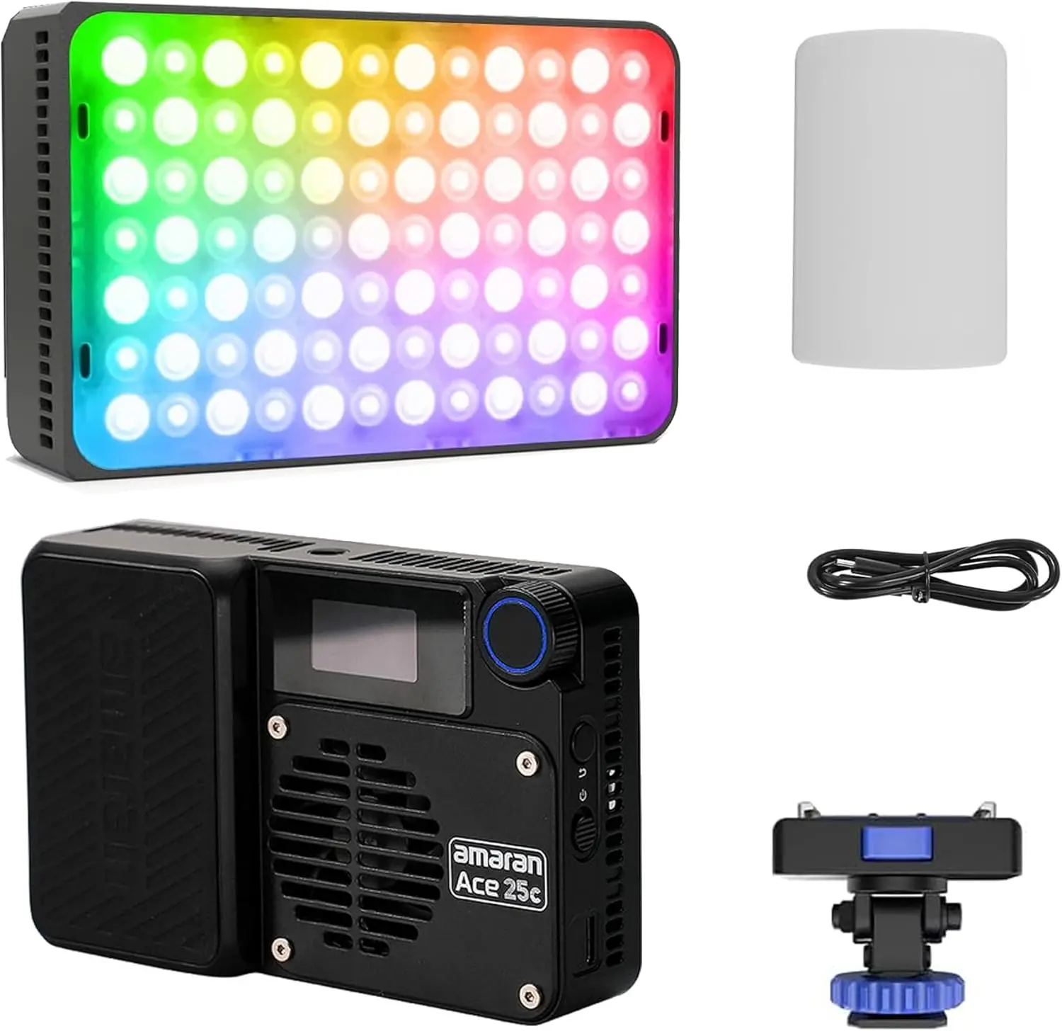 amaran Ace 25c RGB Video Light-A,25W On Camera Pocket Video Light CCT 2300k-10000k, 5,908 lux @ 0.5m Illumination,with Rechargeable Battery and PD Charging