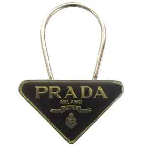Pre-owned PRADA Zinc Alloy Small Leather Goods Triangle Logo Keyring
