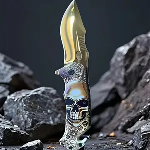 A uniquely designed multifunctional stainless steel portable folding knife with a pocket clip and glass breaking function, suitable as gifts for men and women, Halloween and Christmas