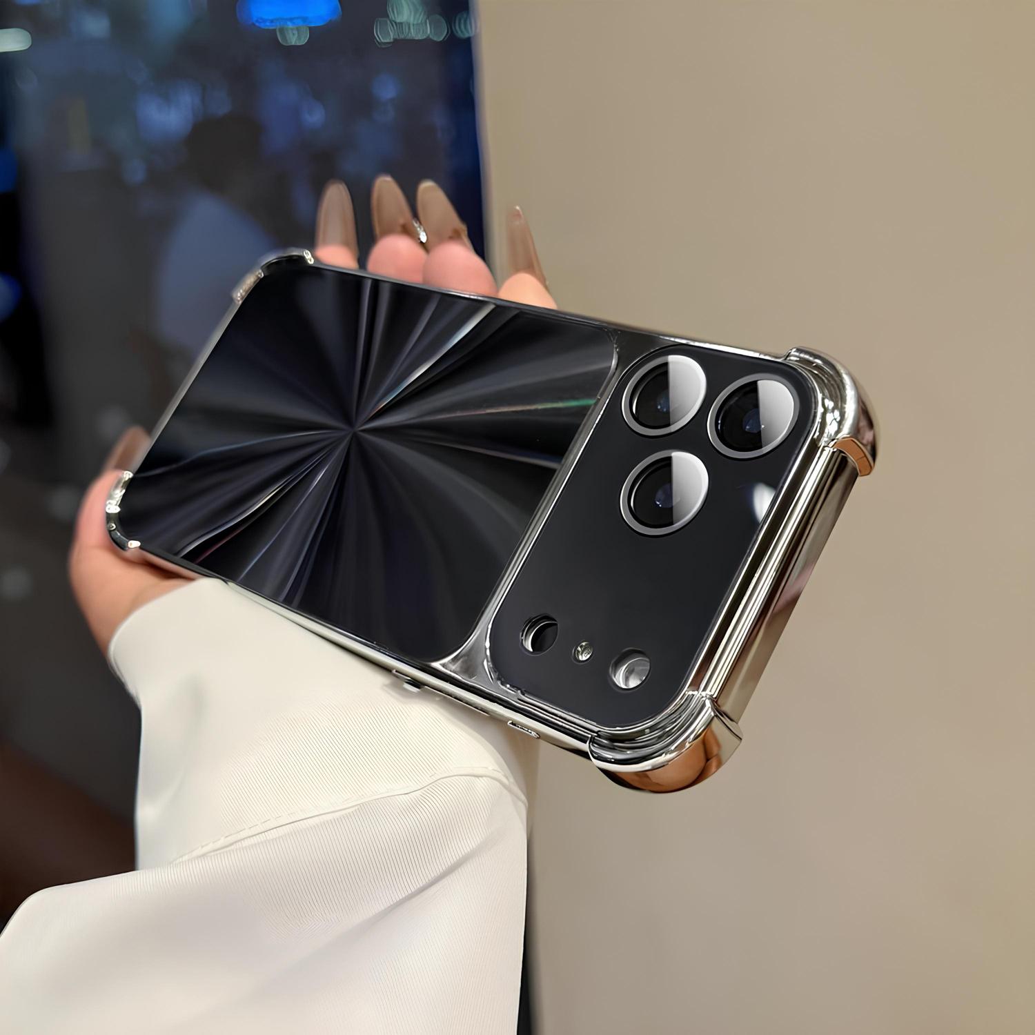 For iPhone 17 Pro Max 16 15 14 13 Case, Luxury Bling Electroplated Four-Corner Shockproof Case with Lens Protector, Titanium Anti-Scratch Military Grade Drop Protection Shockproof Phone Case