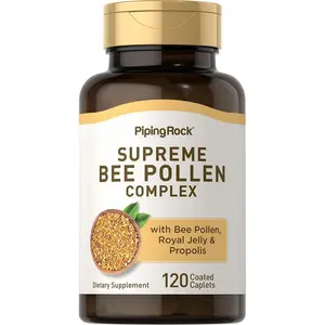 Piping Rock Bee Pollen with Royal Jelly and Propolis | 120 Caplets | Complex Supplement for Women and Men | Non-GMO, Gluten Free