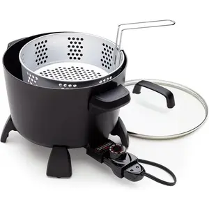 8-Quart Black 3-in-1 Multi-Cooker: Big Kettle + Steamer + Deep Fryer | Fry Crispy Bites, Steam Fresh Veggies, Boil Hearty Soups—Saves Counter Space! Non-Stick, Easy Clean, Fast Heating | Ideal for Family Dinners, Meal Prep | Essential Kitchen Gadget