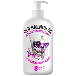 Wild Alaskan Salmon Oil for Dogs & Cats Skin & Coat Support Omega 3-6-9 Pure EPA/DHA Fish Oil for Soft Fur Happy Joints Instant Food Topper Boost