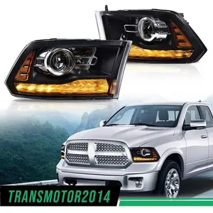 Fit For 2009-2018 Dodge Ram 1500 2500 3500 Headlights Projector LED Black /Clear