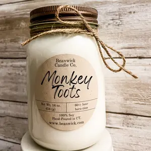 MONKEY TOOTS Soy Candle in Mason Jar Unique Gift