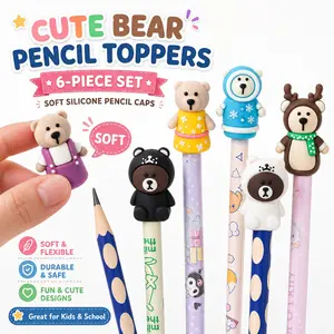 New 2026 Cartoon Cute Super Adorable Bear Pencil Hat, Pencil Case, Pencil Protector, Fun and Practical School Supplies